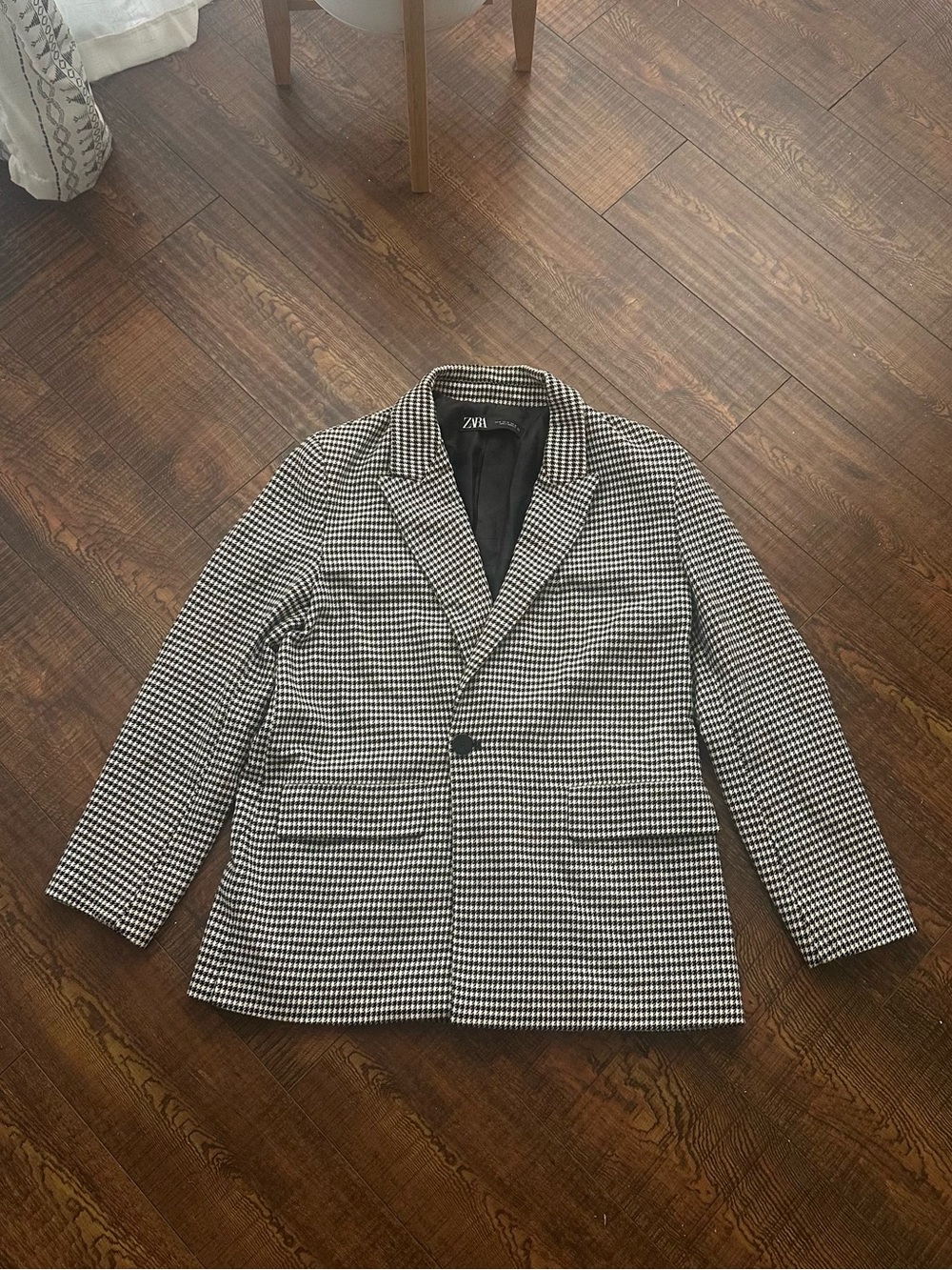 Zara oversized Black and White Houndstooth Blazer